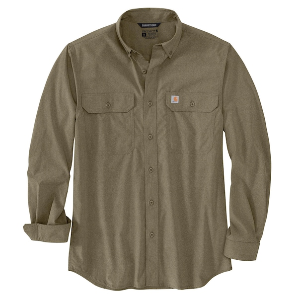 Carhartt Men's TW5291 M Force RlxdFit LW LS Shrt S REG Long Sleeve Relaxed Burnt Olive TW5291-M / 105291-391SREG - main